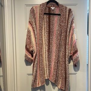 J. Jill Brown and Pink Striped Cardigan